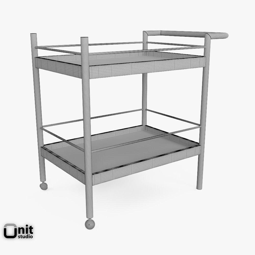 Mid-Century Bar Cart by West Elm 3D model_6