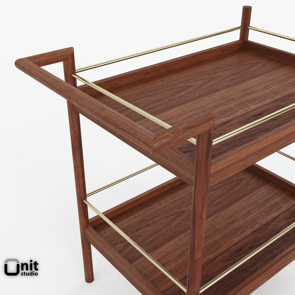 Mid-Century Bar Cart by West Elm 3D model_4