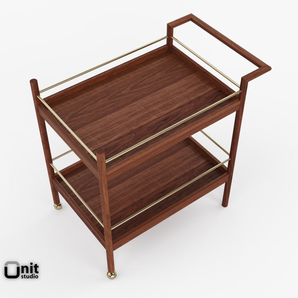 Mid-Century Bar Cart by West Elm 3D model_2
