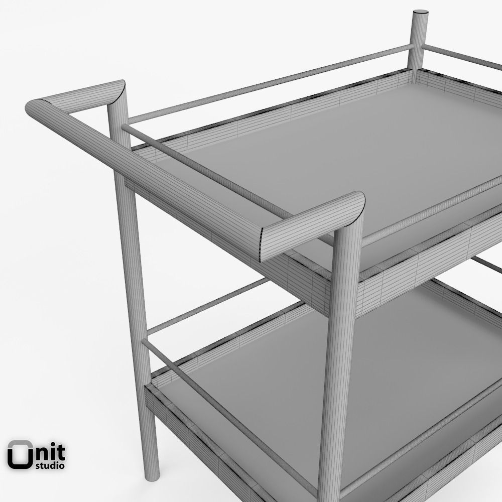 Mid-Century Bar Cart by West Elm 3D model_10