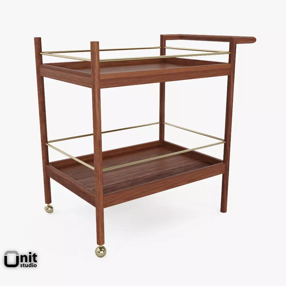 Mid-Century Bar Cart by West Elm 3D model_0