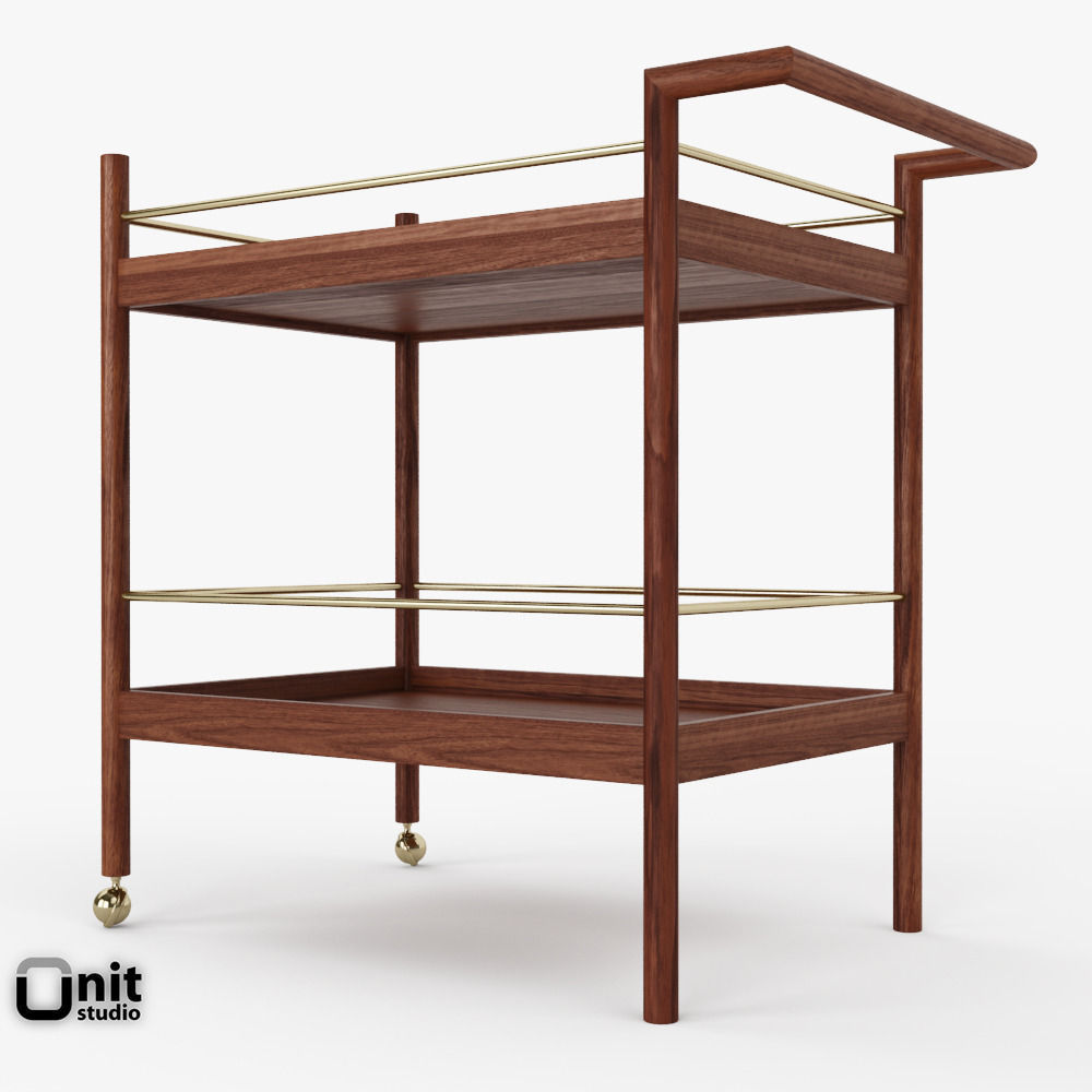 Mid-Century Bar Cart by West Elm 3D model_1