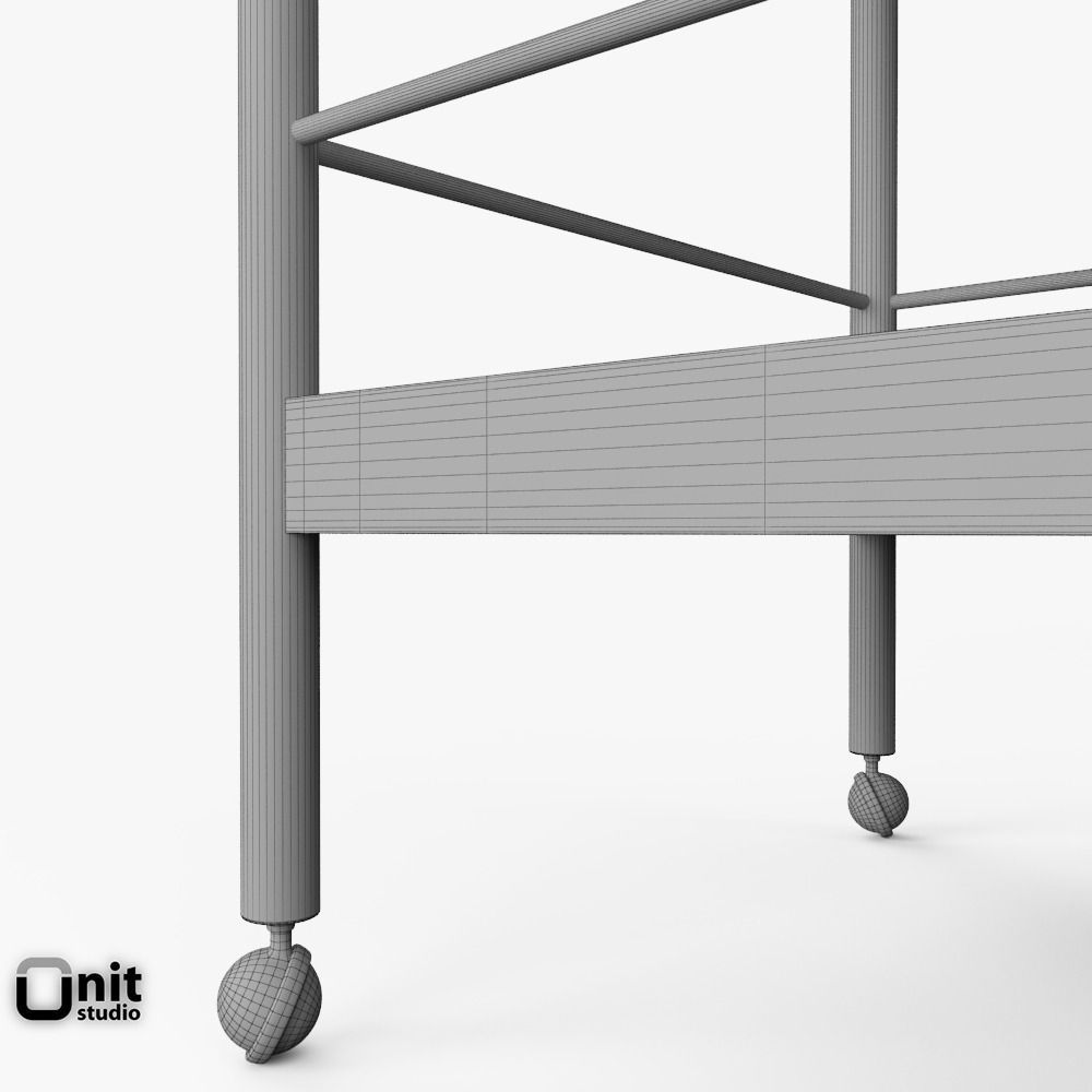Mid-Century Bar Cart by West Elm 3D model_9