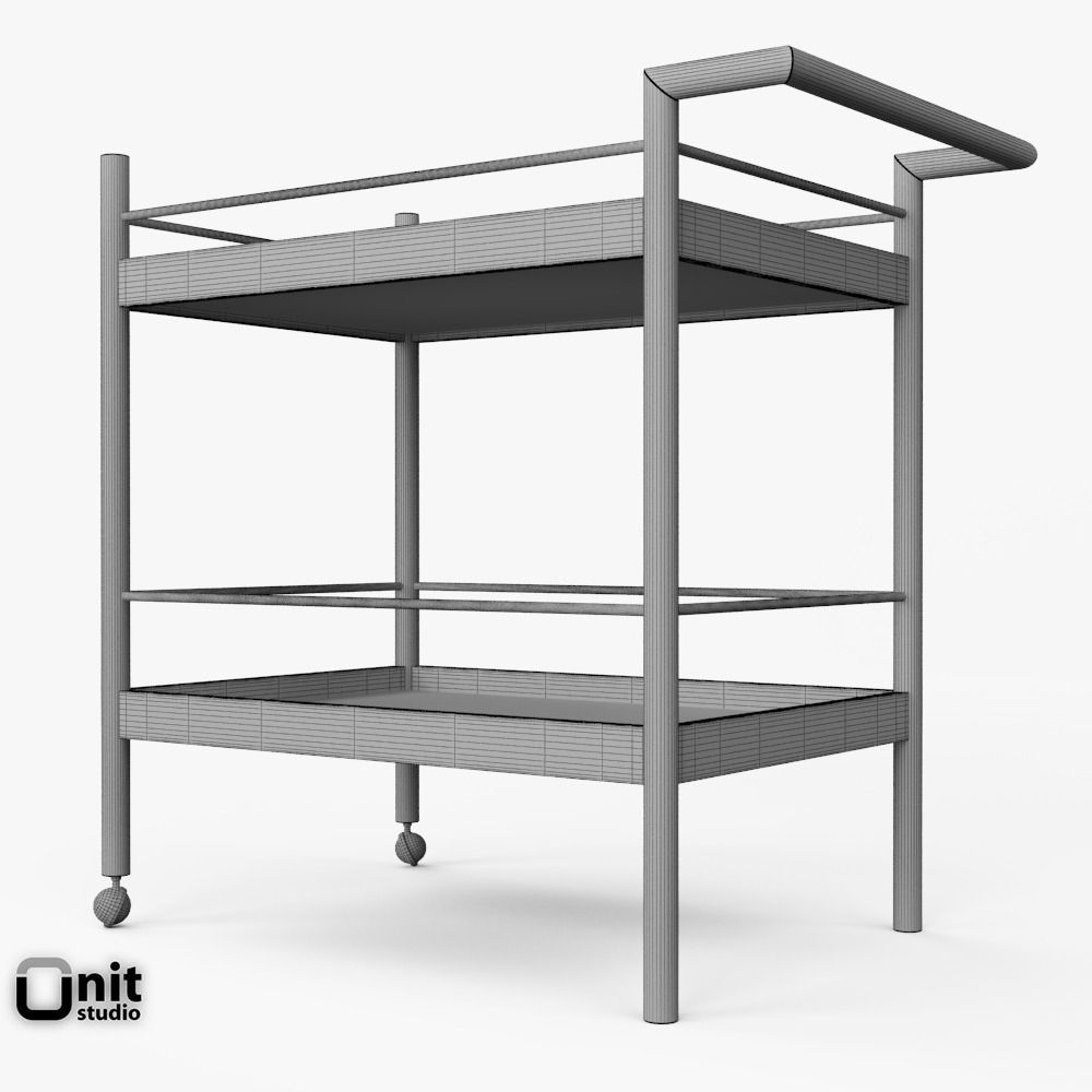 Mid-Century Bar Cart by West Elm 3D model_7