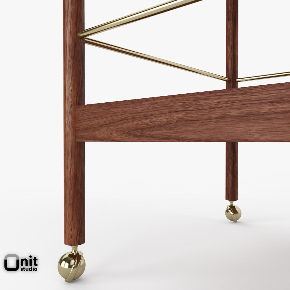 Mid-Century Bar Cart by West Elm 3D model_3