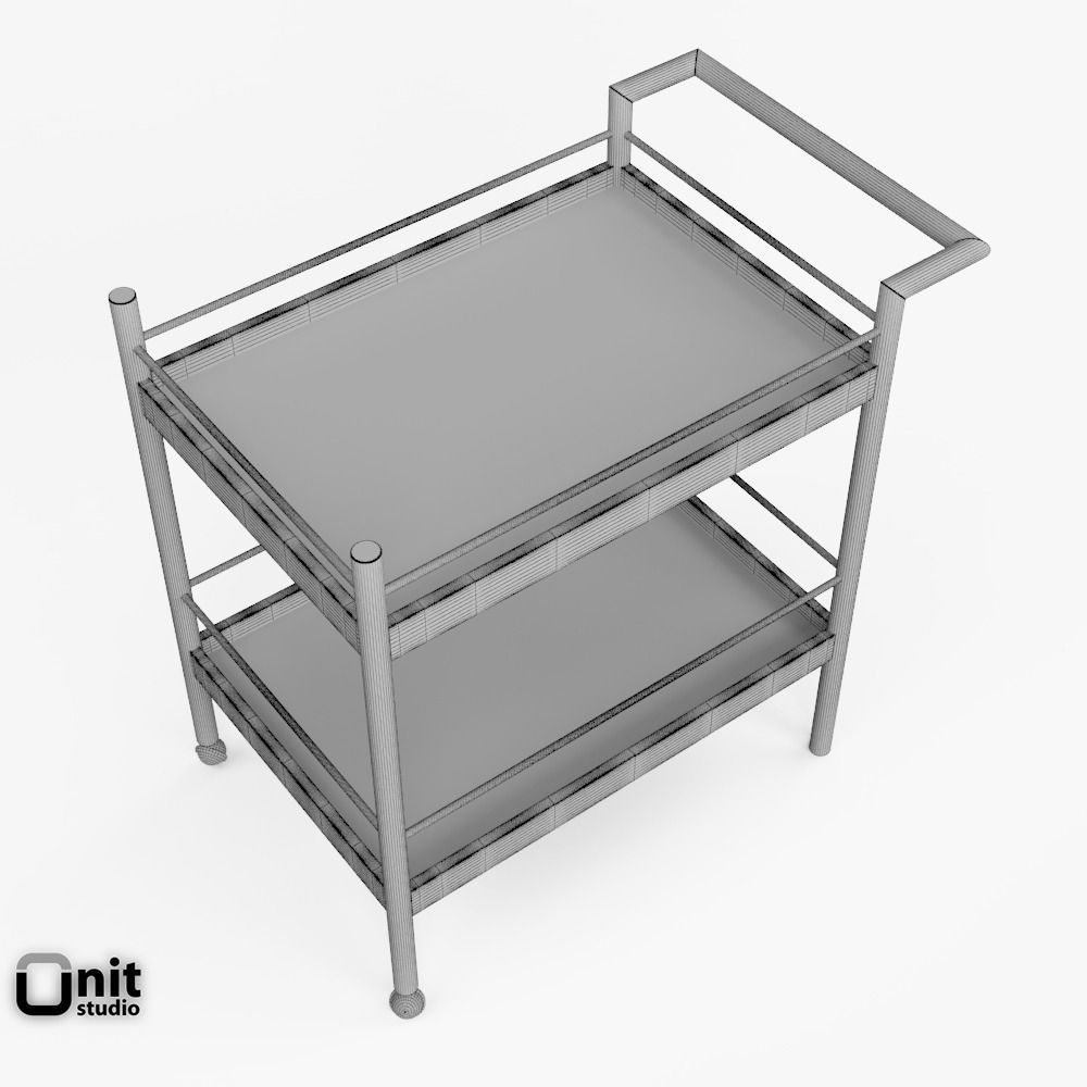 Mid-Century Bar Cart by West Elm 3D model_8