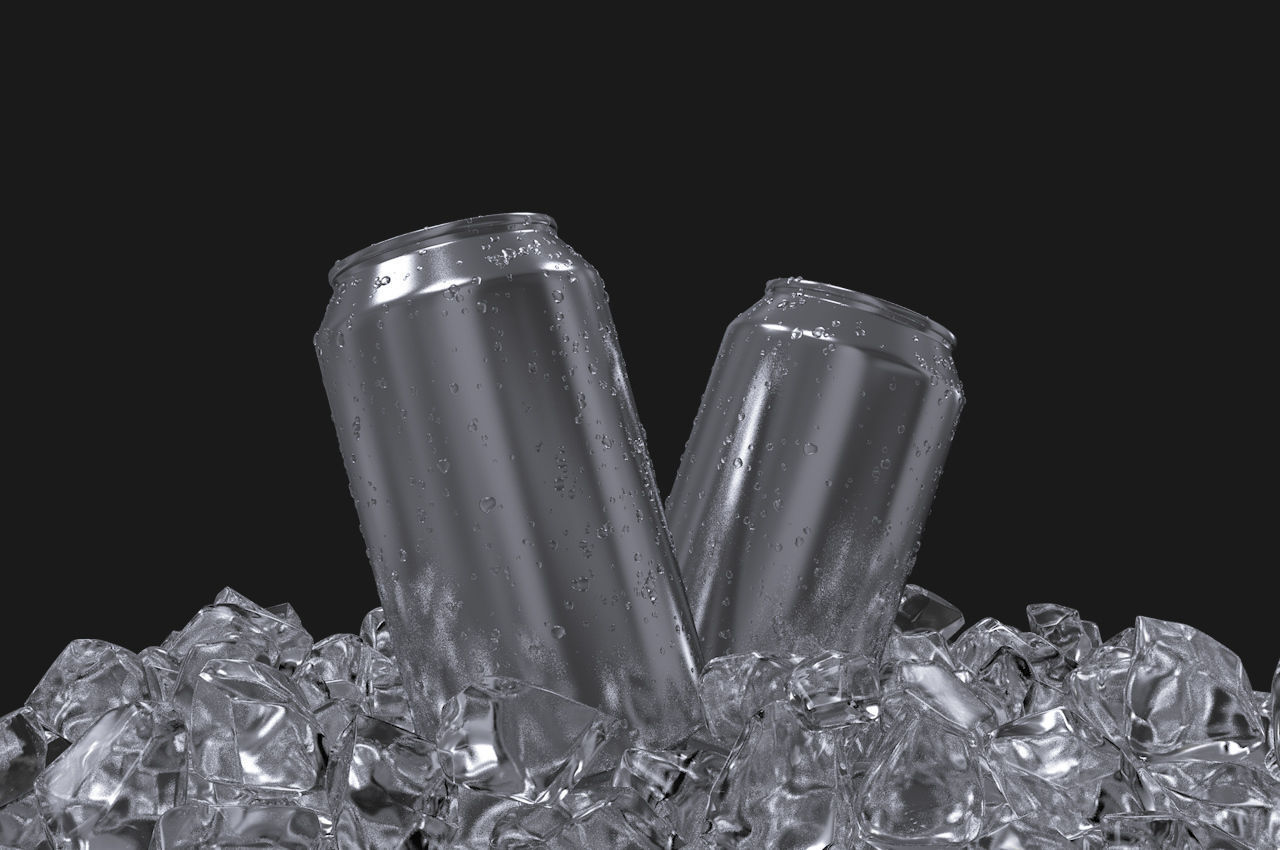 Beverage Can with Ice Cubes and Water Droplets 3D model_4