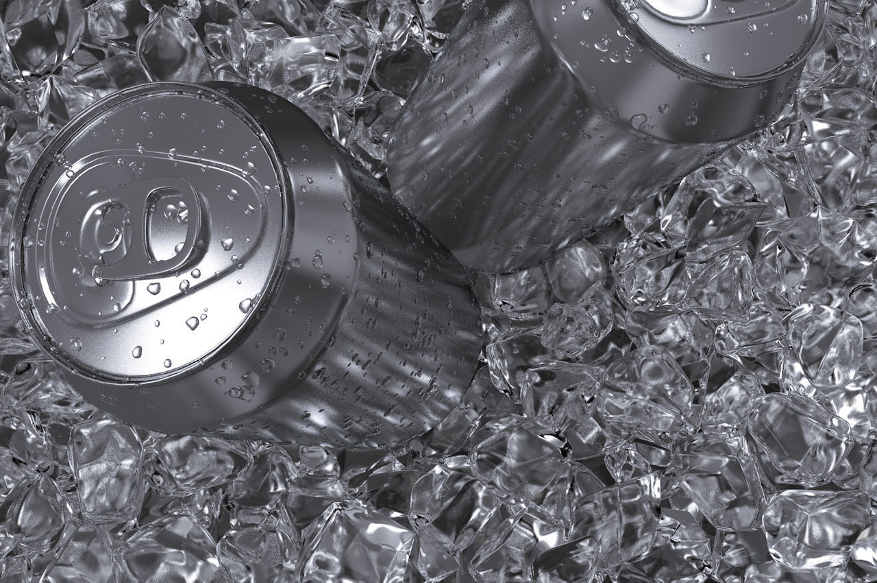 Beverage Can with Ice Cubes and Water Droplets 3D model_3