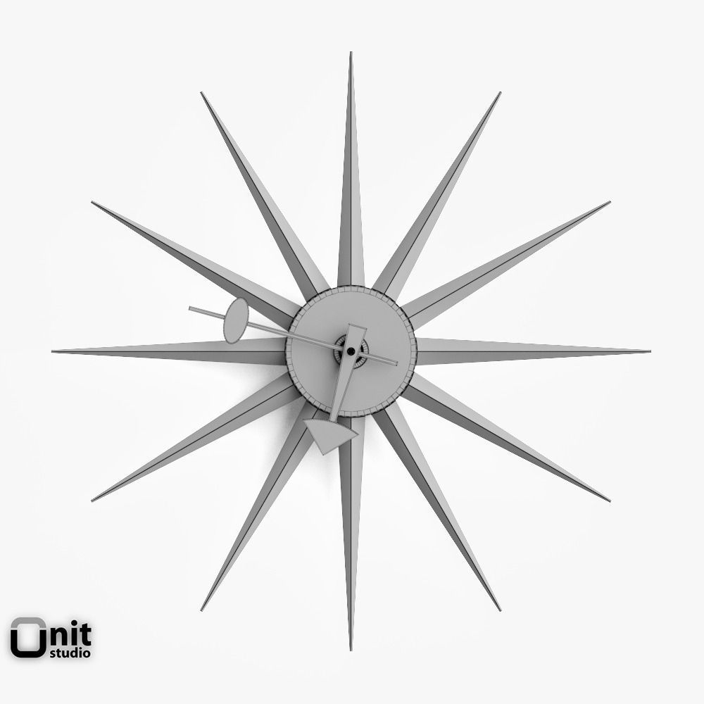 Sol Sunburst wall clock by Dot and Bo 3D model_9