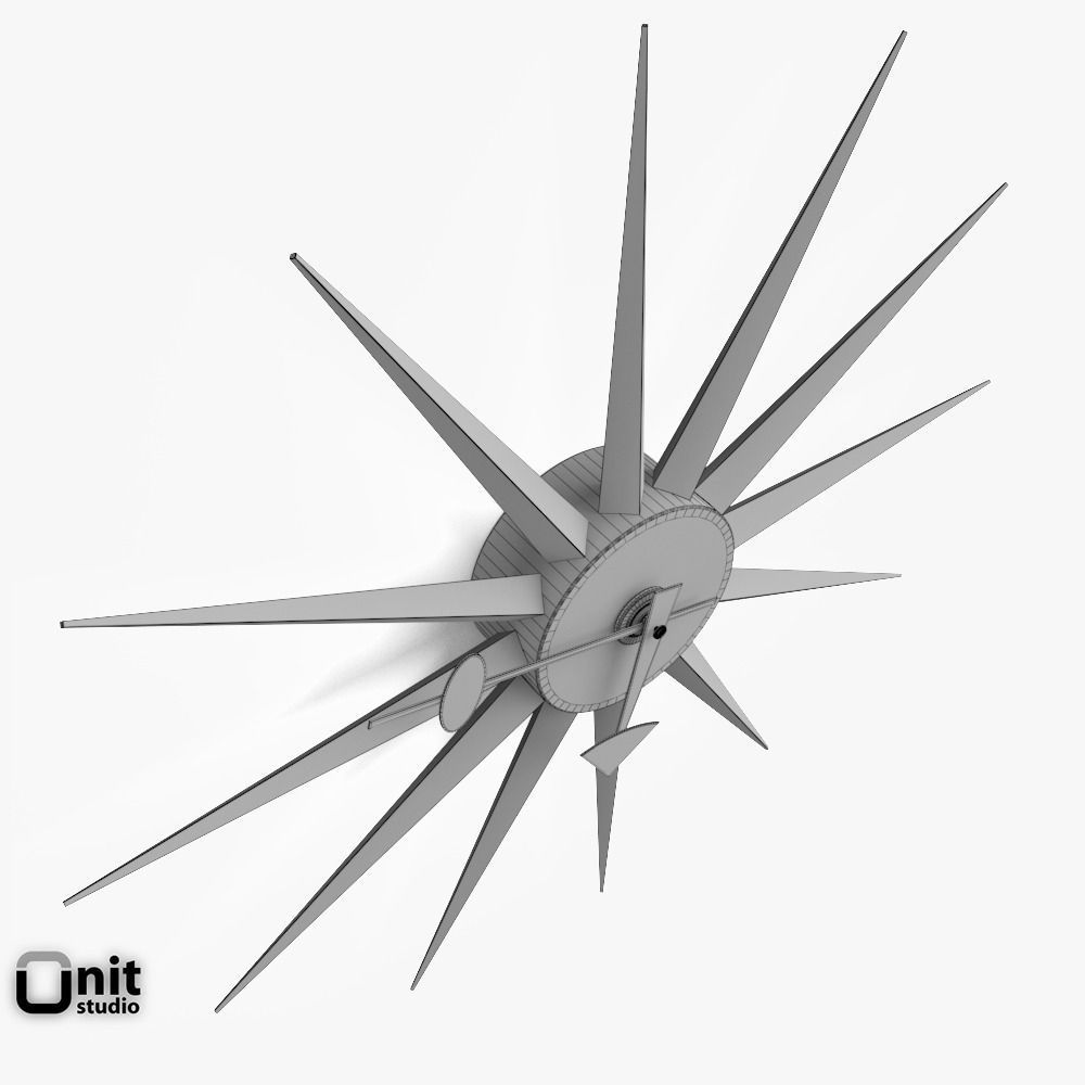 Sol Sunburst wall clock by Dot and Bo 3D model_7