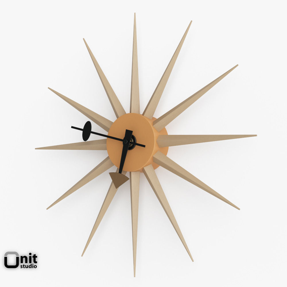 Sol Sunburst wall clock by Dot and Bo 3D model_1