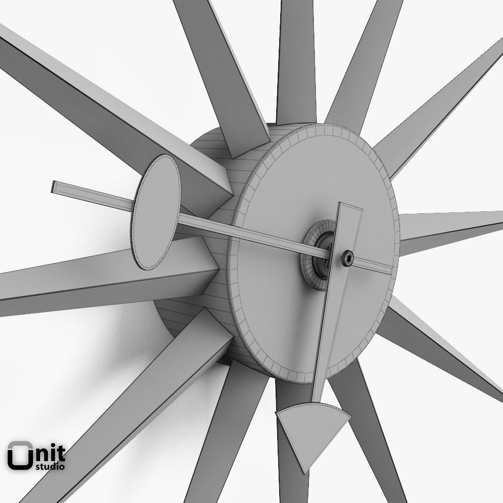 Sol Sunburst wall clock by Dot and Bo 3D model_8