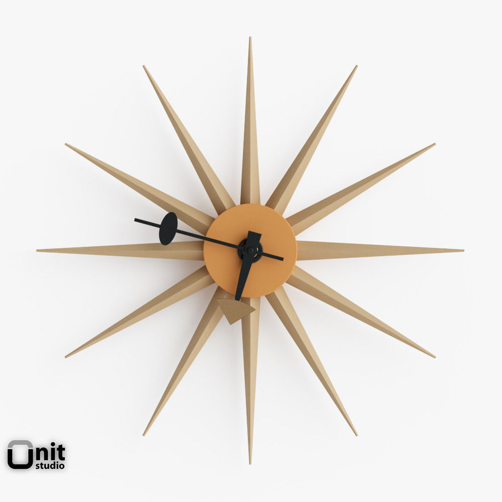 Sol Sunburst wall clock by Dot and Bo 3D model_3
