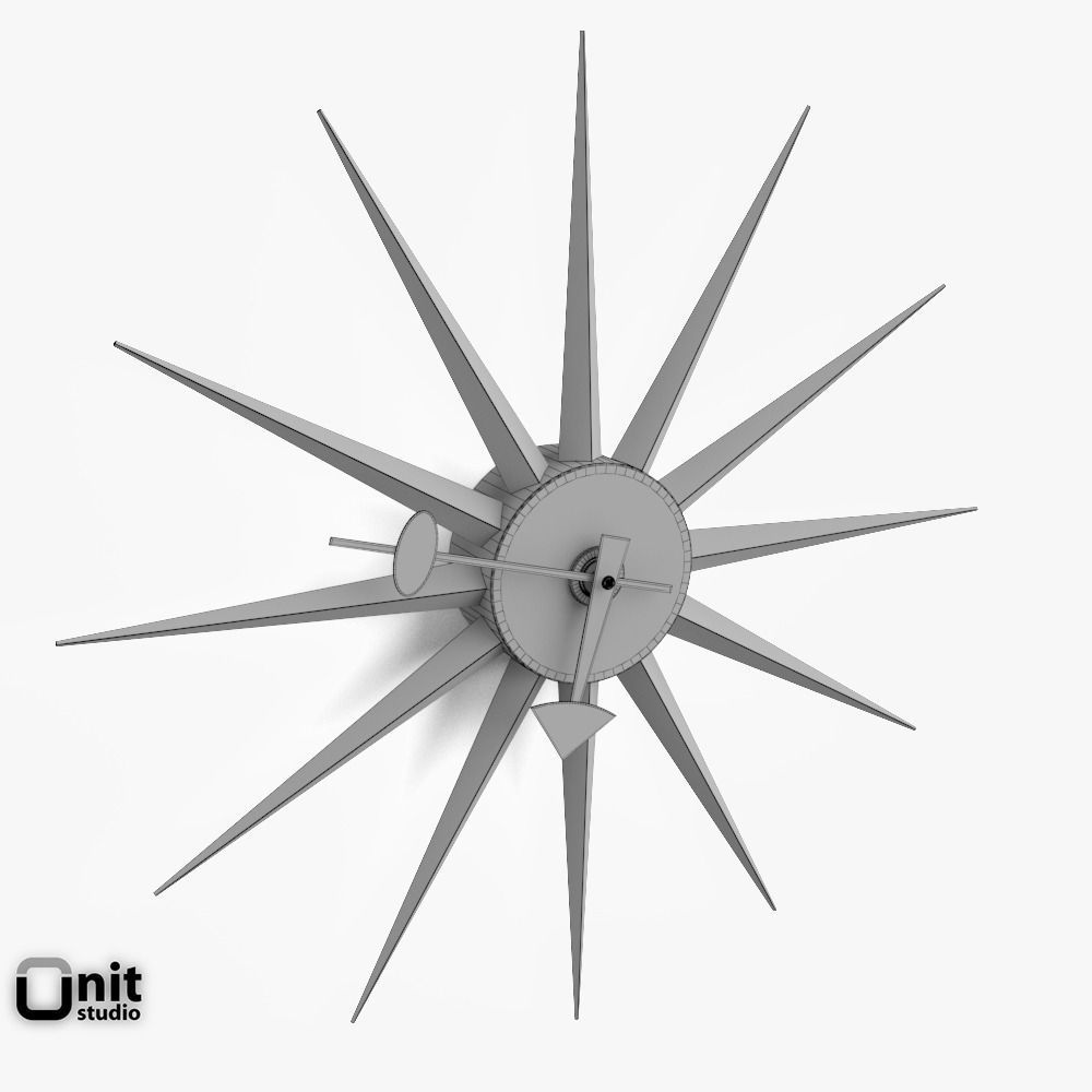 Sol Sunburst wall clock by Dot and Bo 3D model_5