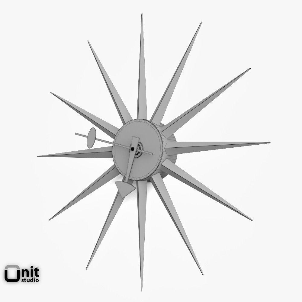 Sol Sunburst wall clock by Dot and Bo 3D model_6