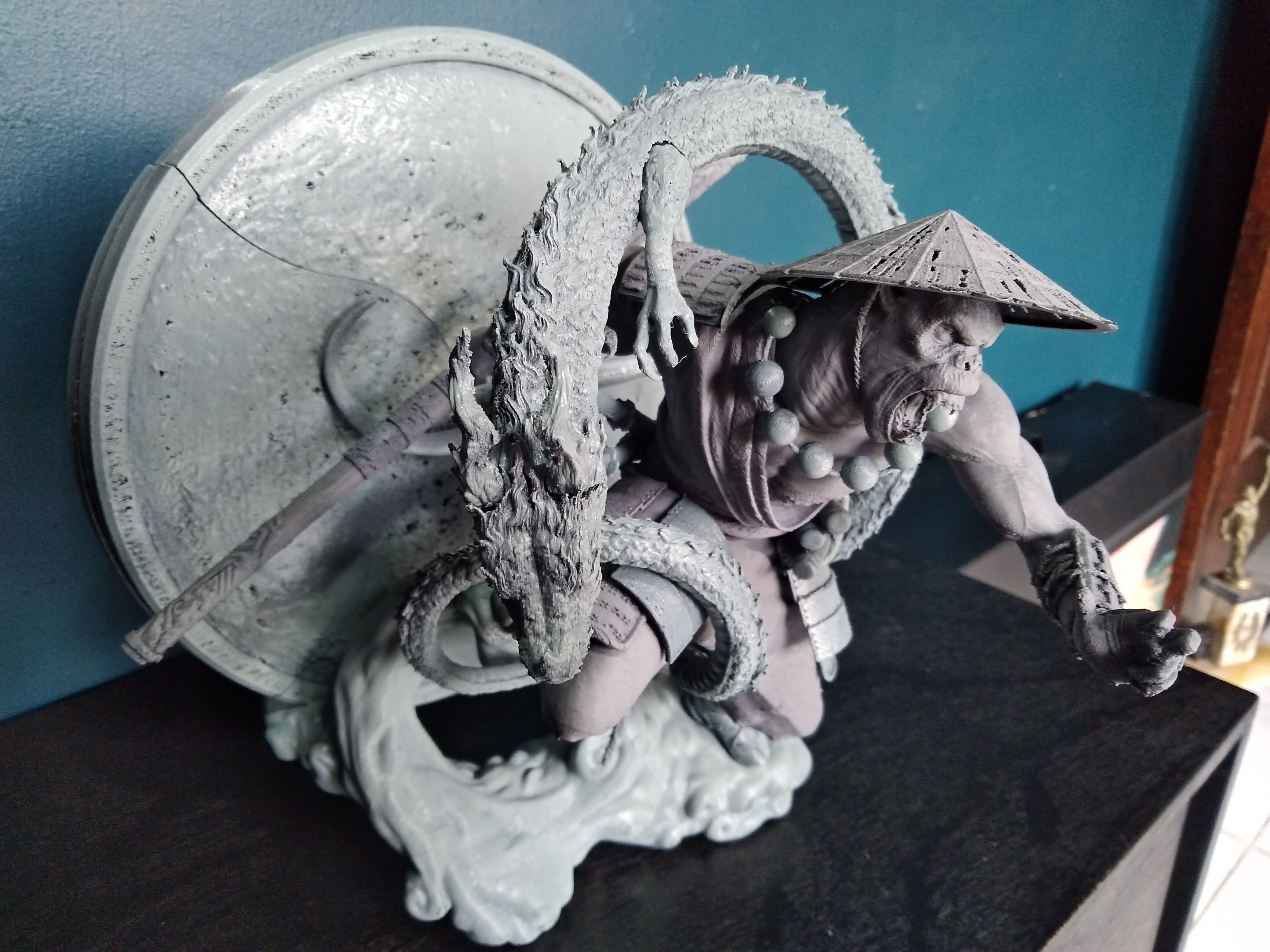 Wukong statue of ninja holding sword 3D print model_5