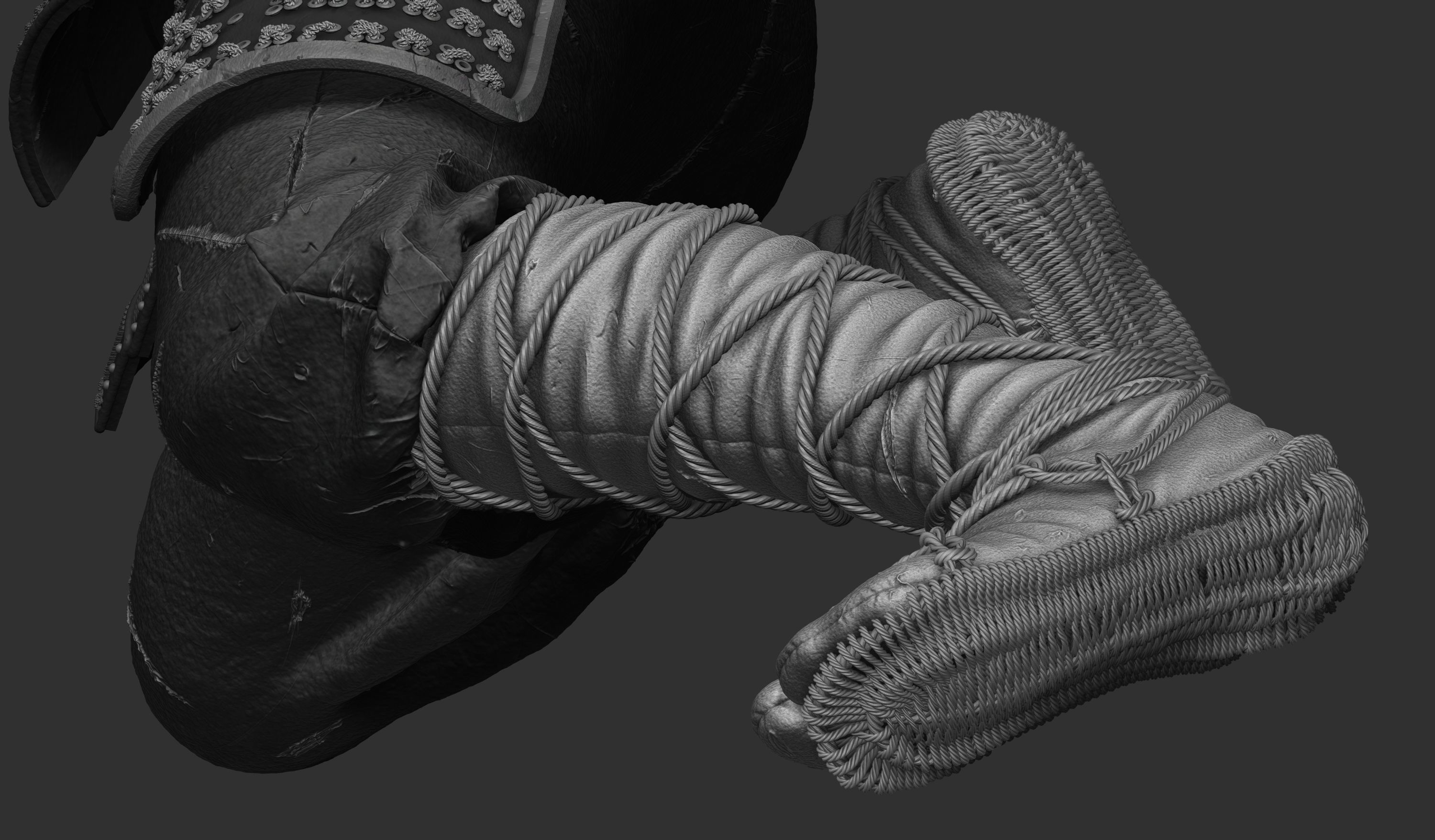 Wukong statue of ninja holding sword 3D print model_13