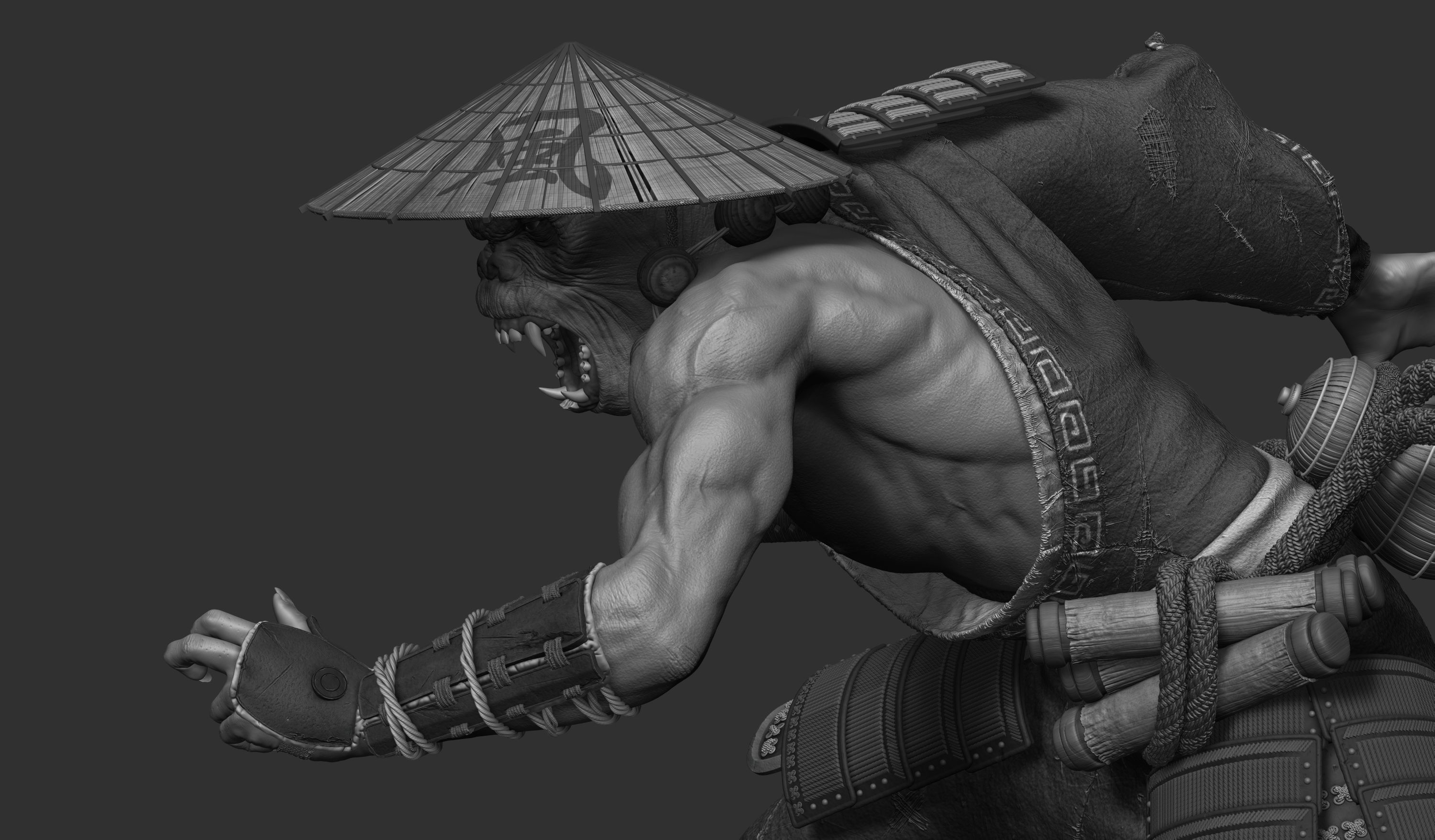 Wukong statue of ninja holding sword 3D print model_14