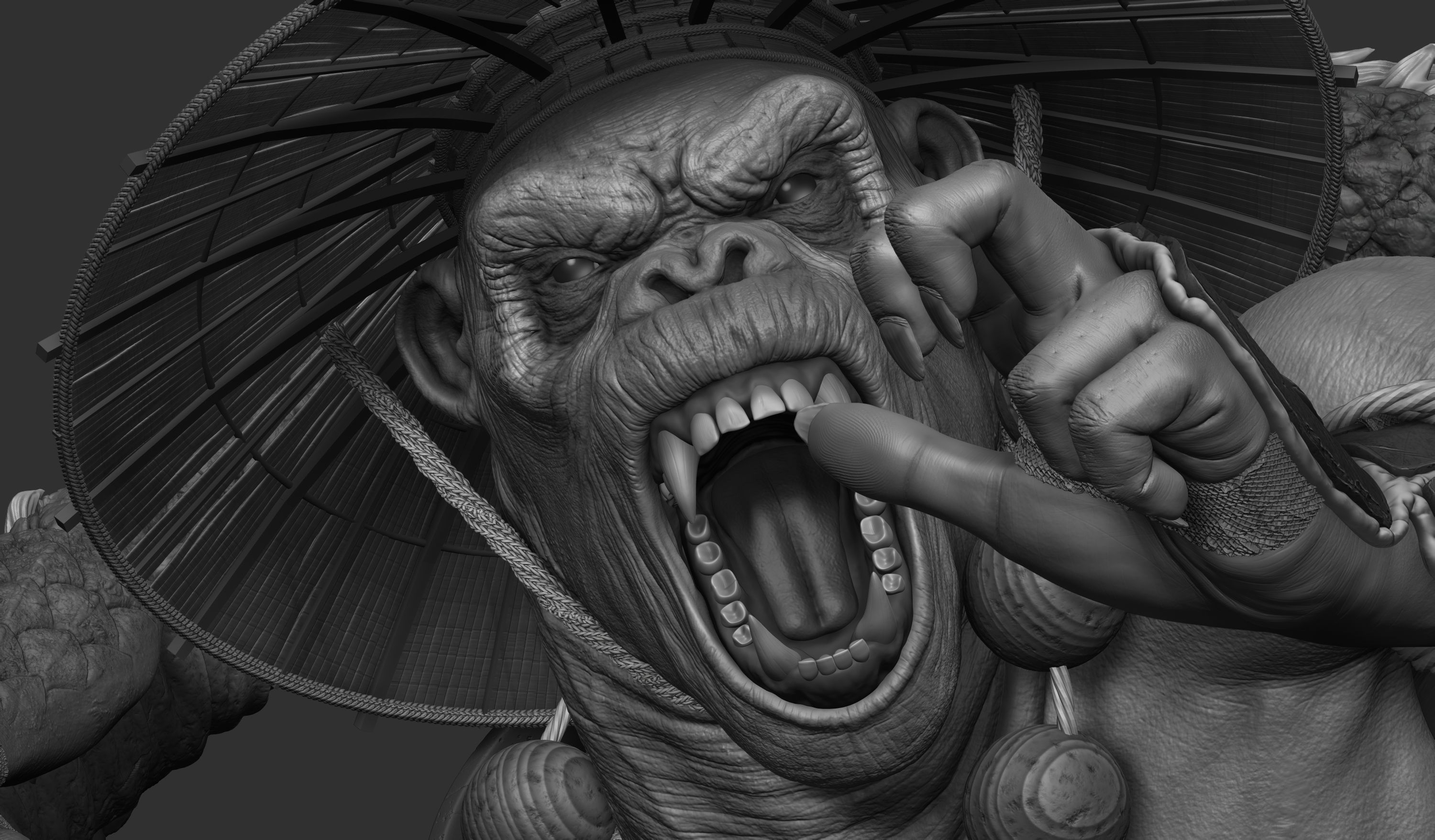 Wukong statue of ninja holding sword 3D print model_12