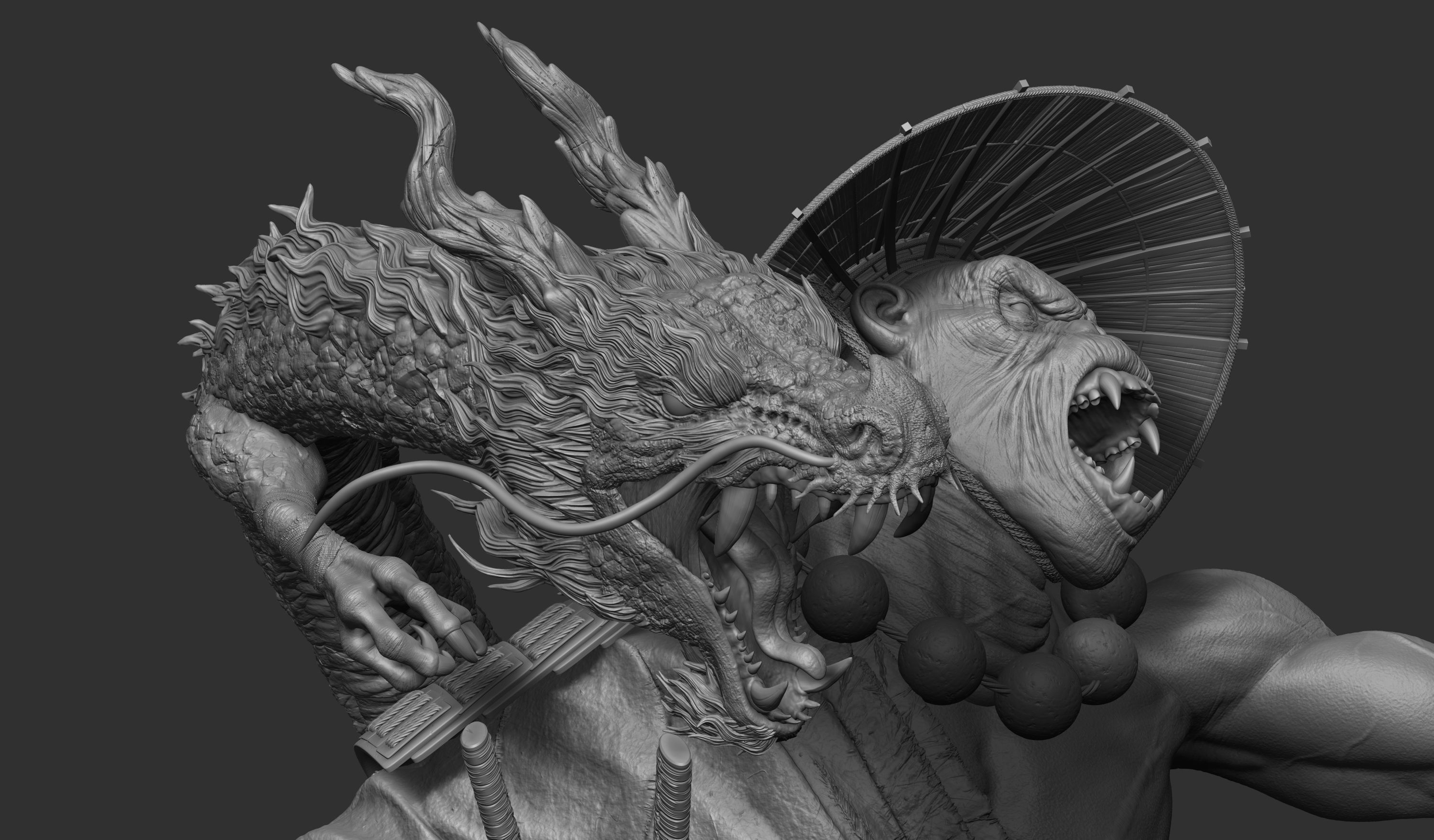 Wukong statue of ninja holding sword 3D print model_16