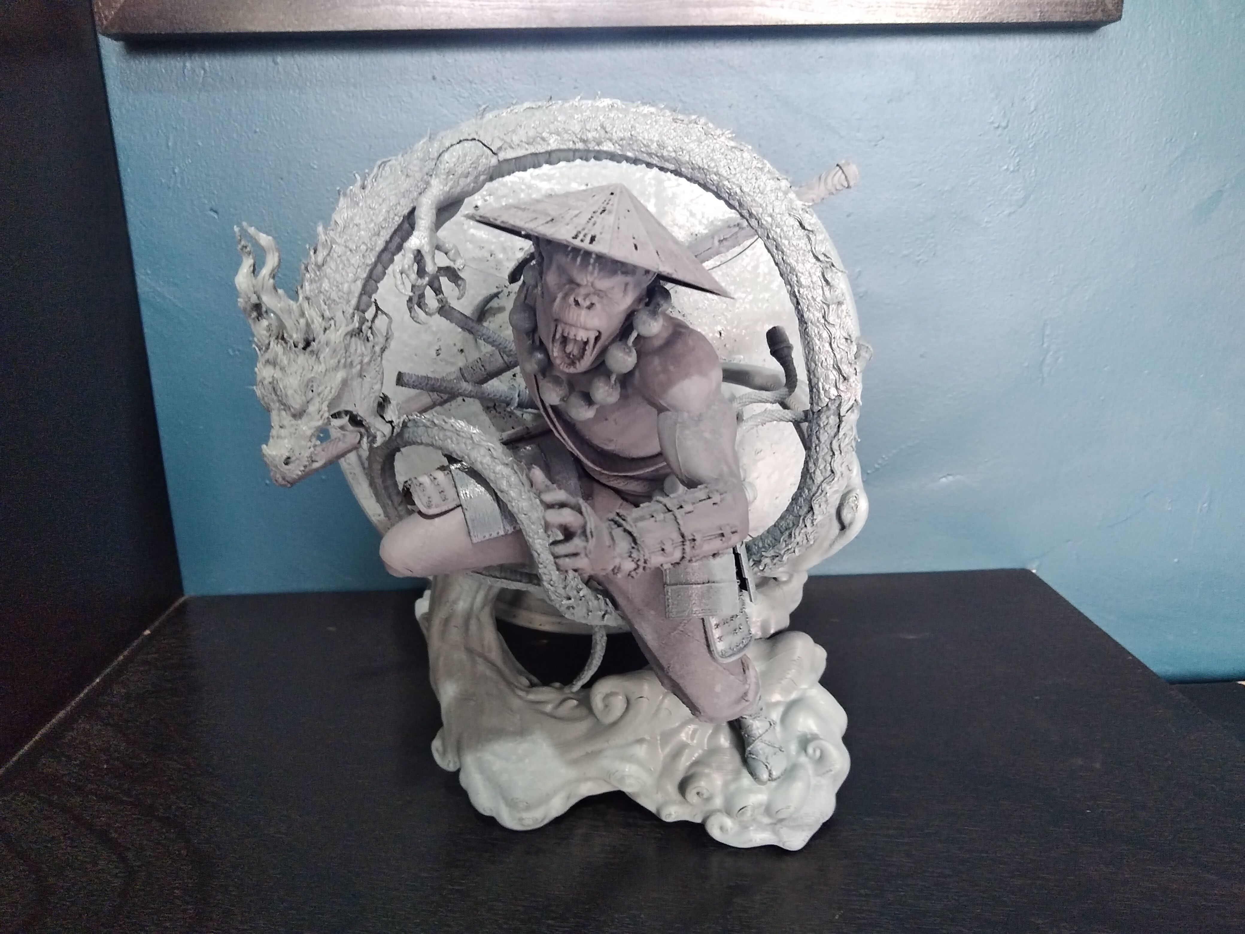 Wukong statue of ninja holding sword 3D print model_4