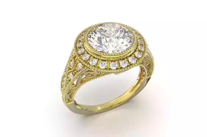 RINGG45 gold engagement ring with ornate design
