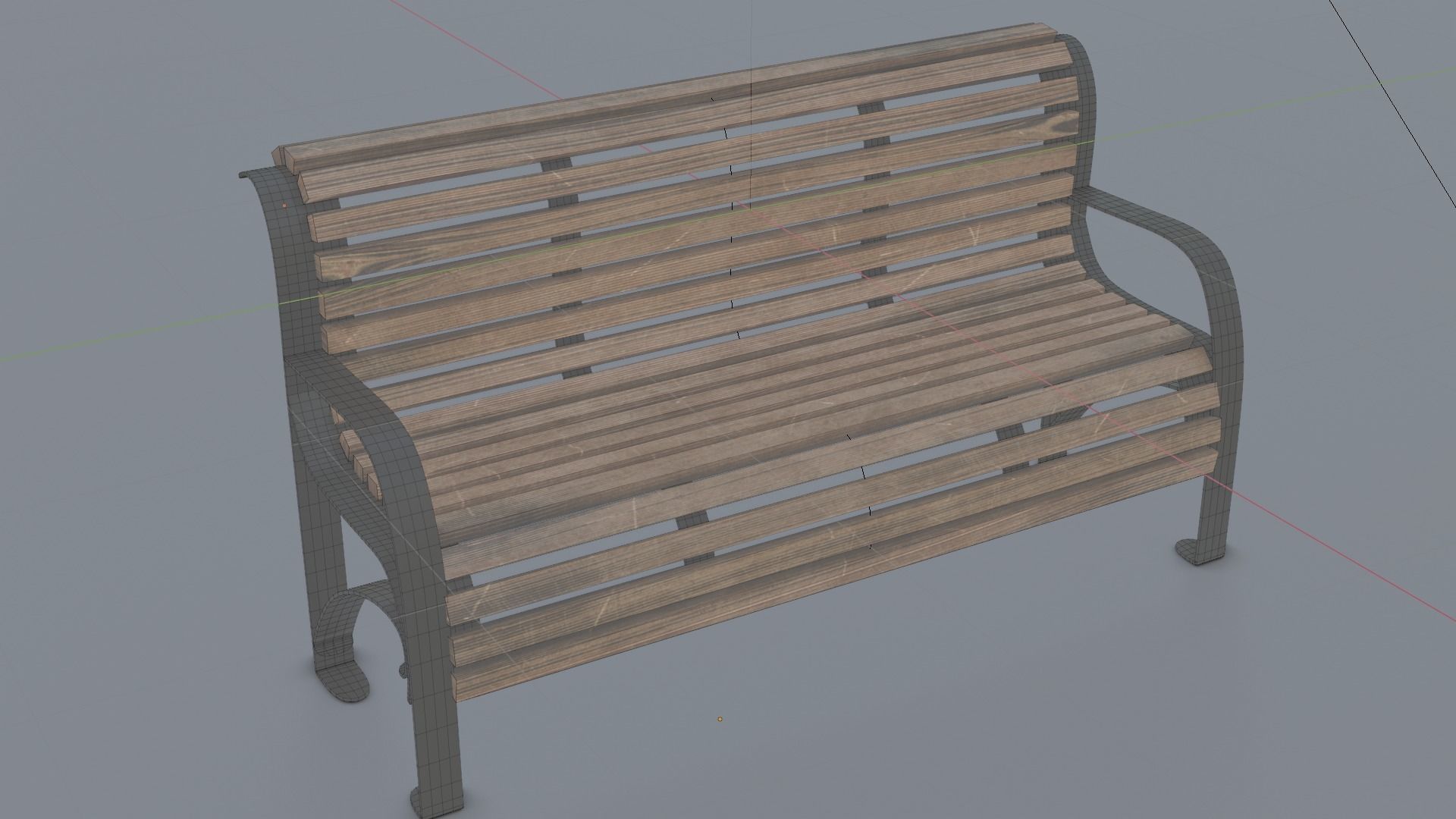 ordinary bench 3D model_1