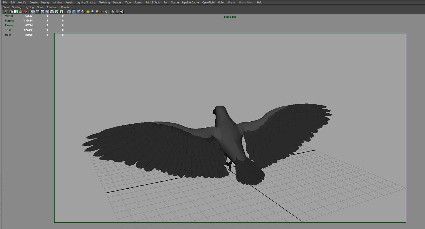 raven 3d model with wings spread 3D model_13
