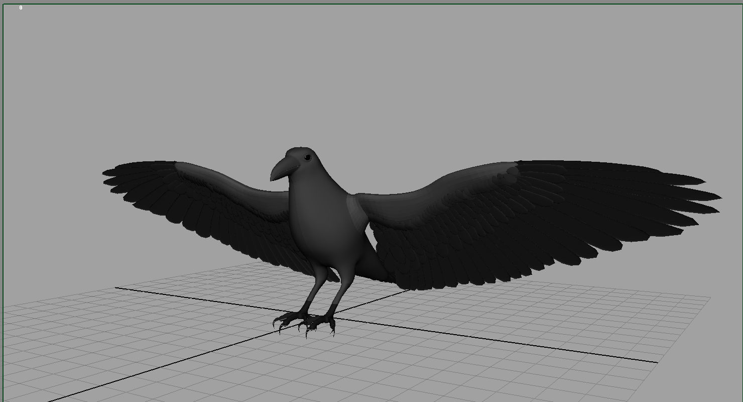 raven 3d model with wings spread 3D model_12