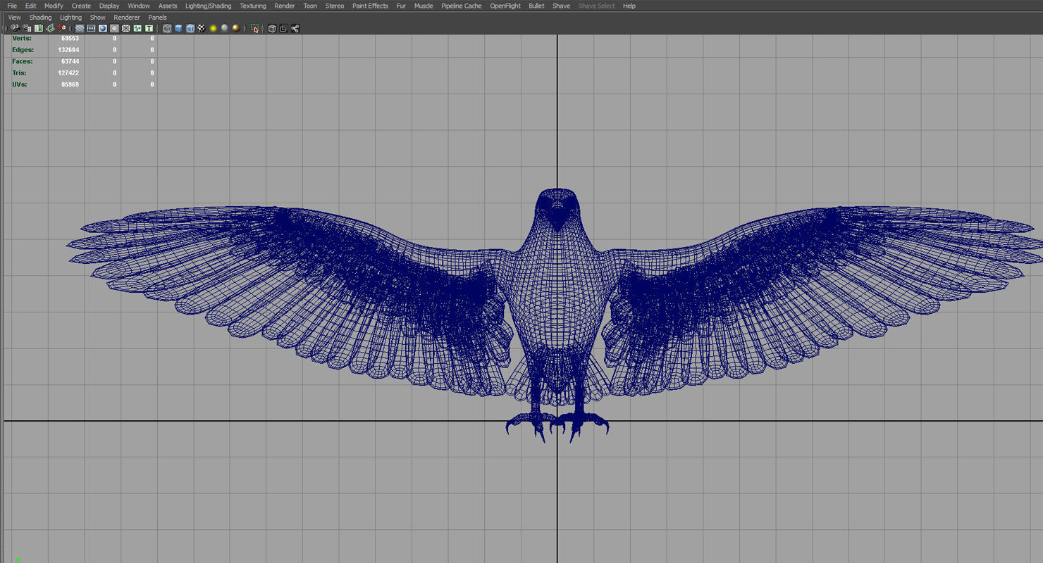 raven 3d model with wings spread 3D model_4