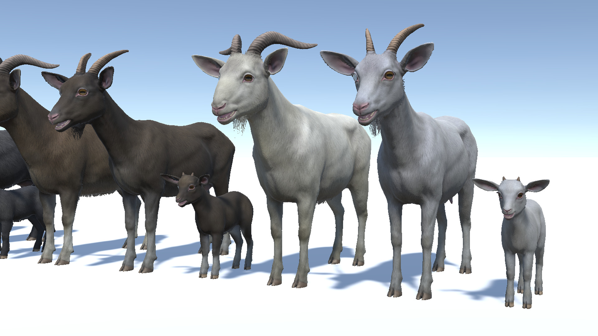 Goat family Low-poly 3D model_5