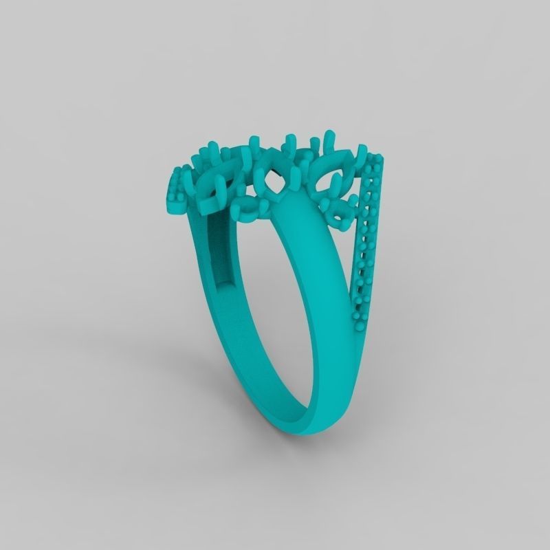 Women Ring with gems and diamonds 3dm stl 3D print model 3D print model_24
