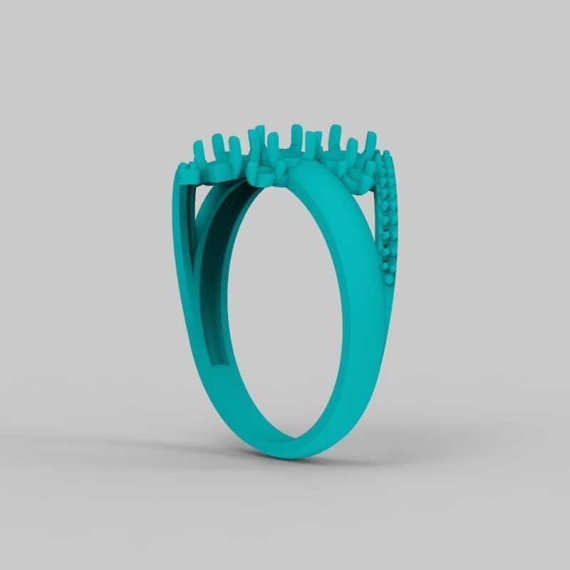 Women Ring with gems and diamonds 3dm stl 3D print model 3D print model_22
