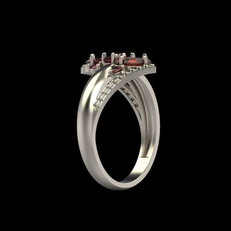 Women Ring with gems and diamonds 3dm stl 3D print model 3D print model_6