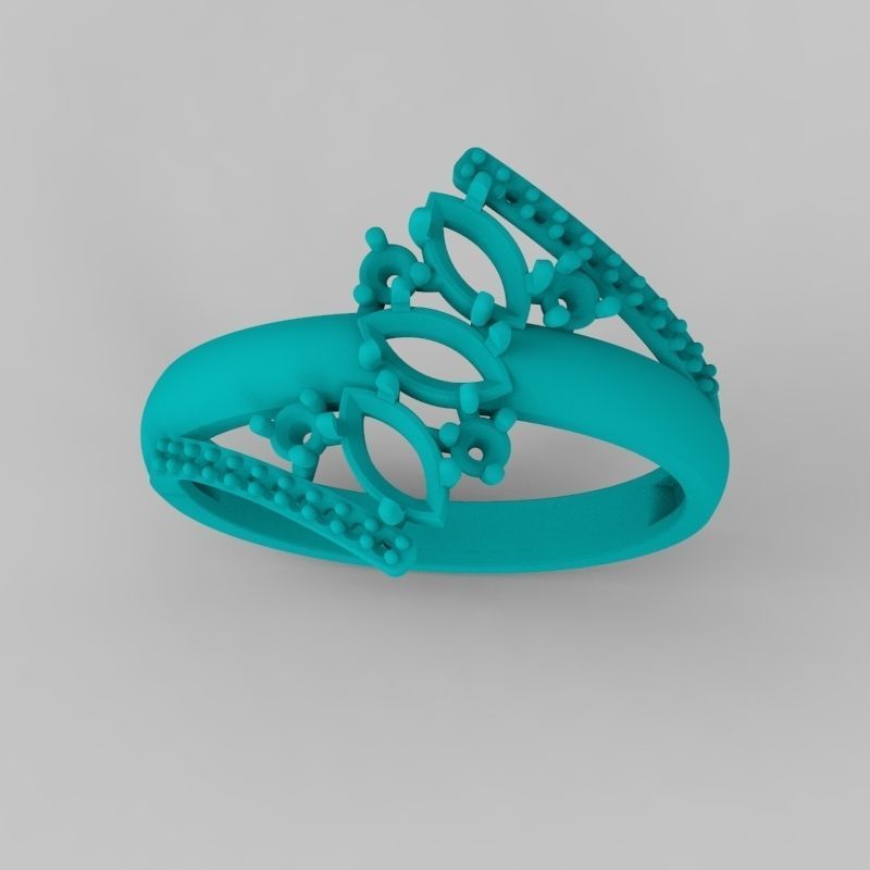Women Ring with gems and diamonds 3dm stl 3D print model 3D print model_18