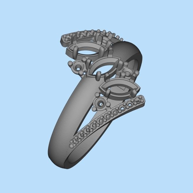 Women Ring with gems and diamonds 3dm stl 3D print model 3D print model_39