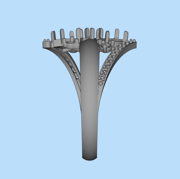 Women Ring with gems and diamonds 3dm stl 3D print model 3D print model_37