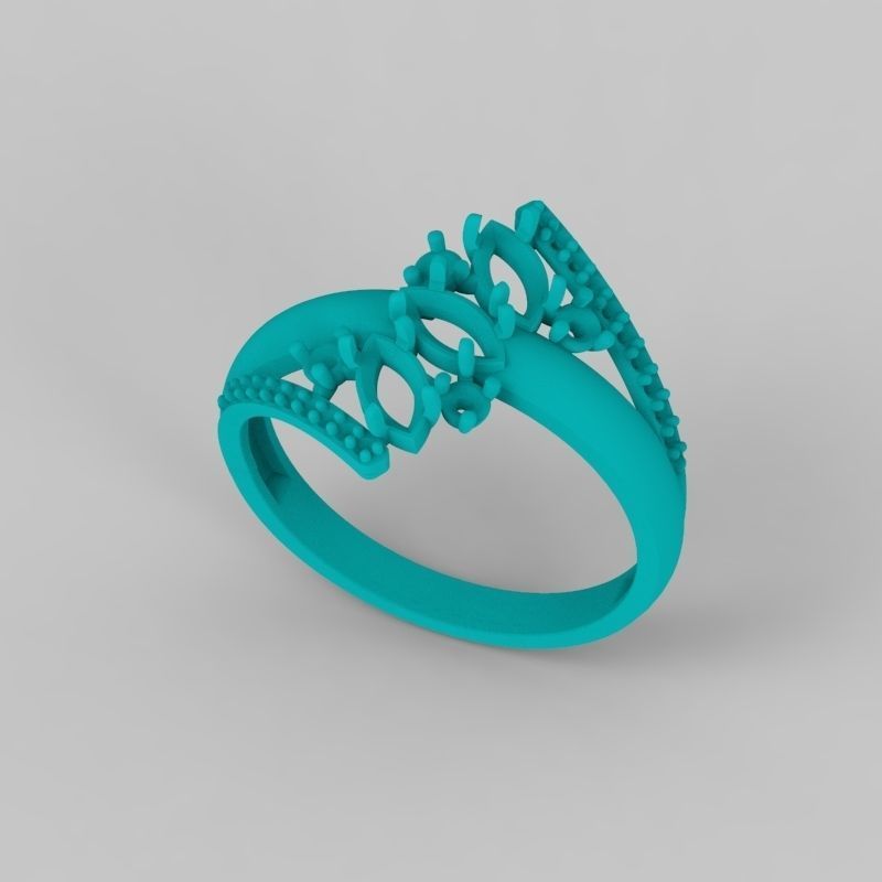 Women Ring with gems and diamonds 3dm stl 3D print model 3D print model_16