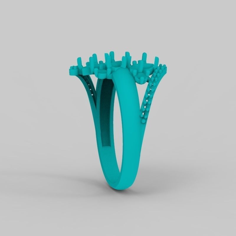 Women Ring with gems and diamonds 3dm stl 3D print model 3D print model_23
