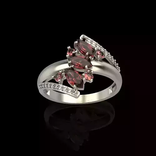 Women Ring with gems and diamonds 3dm stl 3D print model