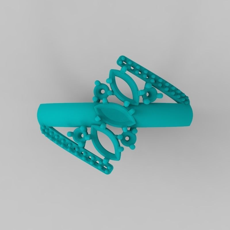 Women Ring with gems and diamonds 3dm stl 3D print model 3D print model_17