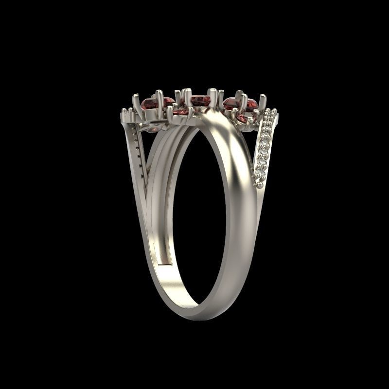 Women Ring with gems and diamonds 3dm stl 3D print model 3D print model_7