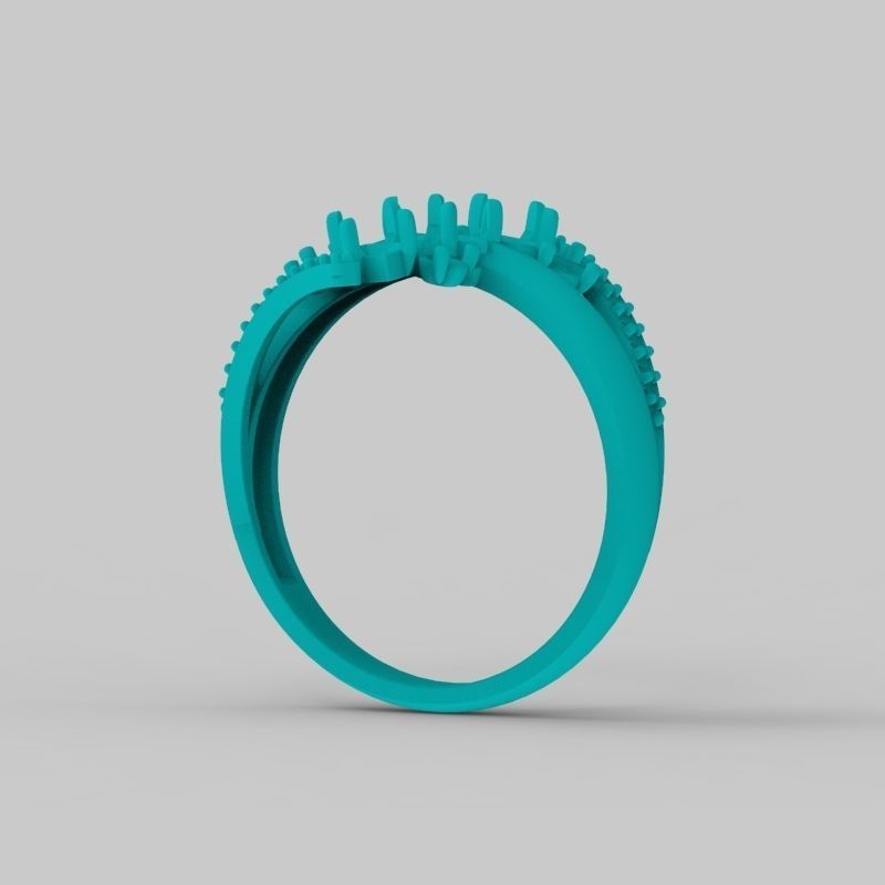 Women Ring with gems and diamonds 3dm stl 3D print model 3D print model_21