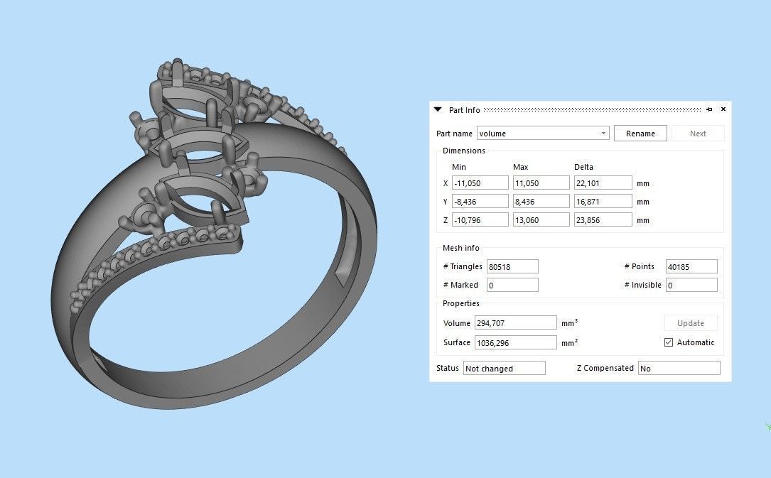 Women Ring with gems and diamonds 3dm stl 3D print model 3D print model_33