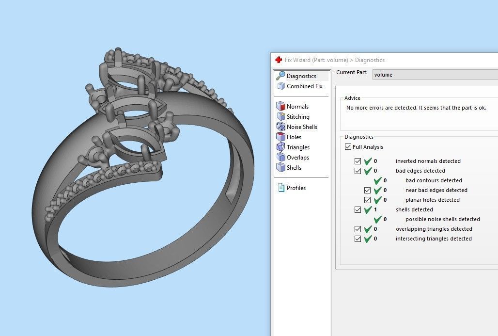 Women Ring with gems and diamonds 3dm stl 3D print model 3D print model_26