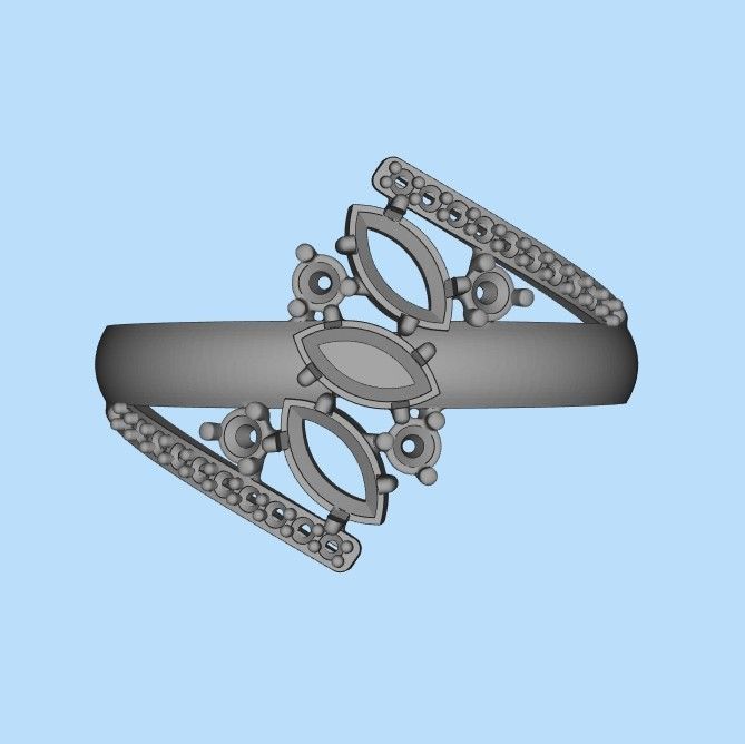 Women Ring with gems and diamonds 3dm stl 3D print model 3D print model_36