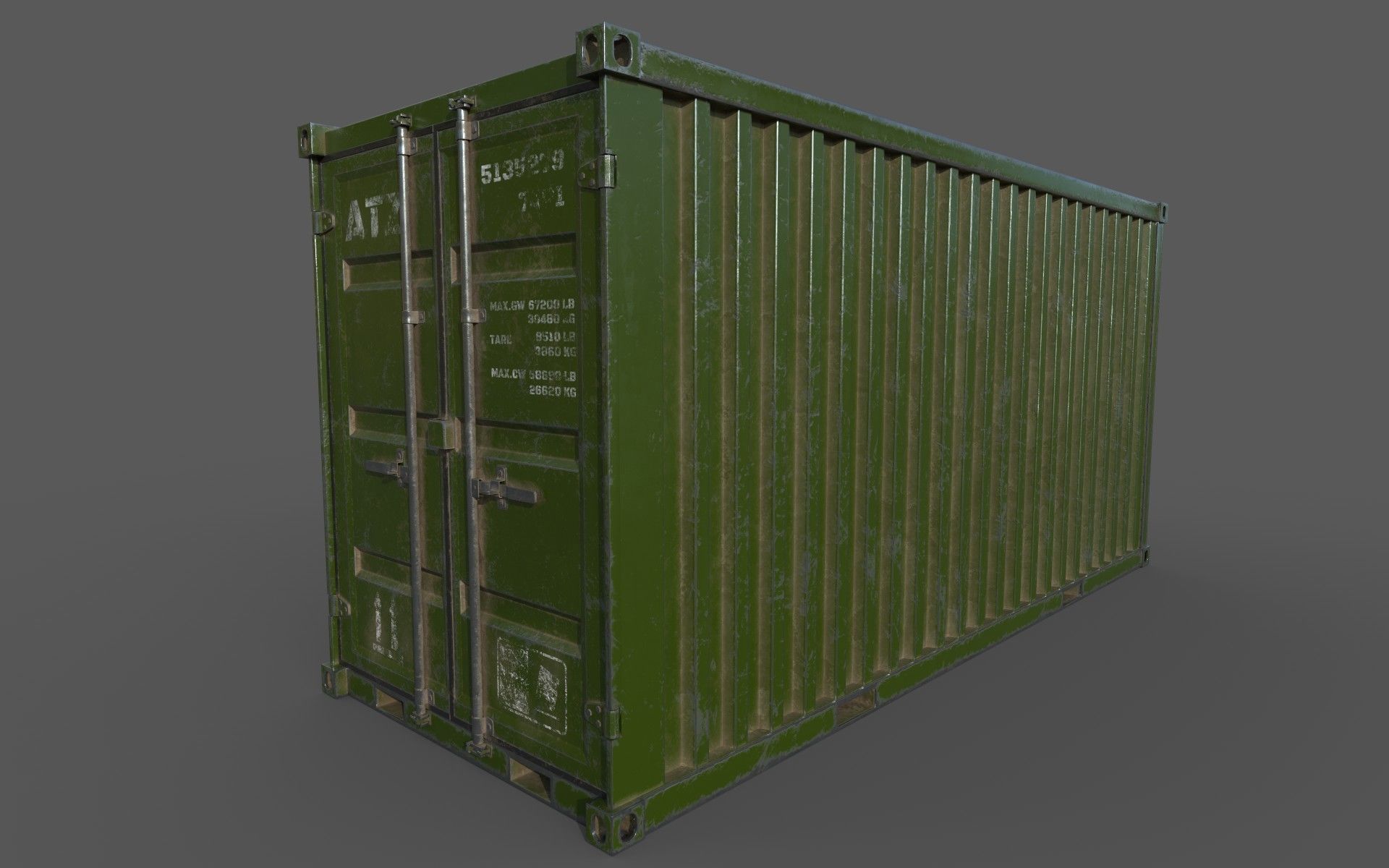 Green Shipping Container PBR Low-Poly 3D Game Ready Model Low-poly 3D model_13