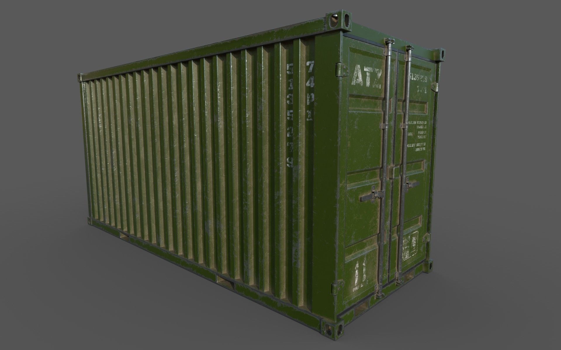 Green Shipping Container PBR Low-Poly 3D Game Ready Model Low-poly 3D model_12