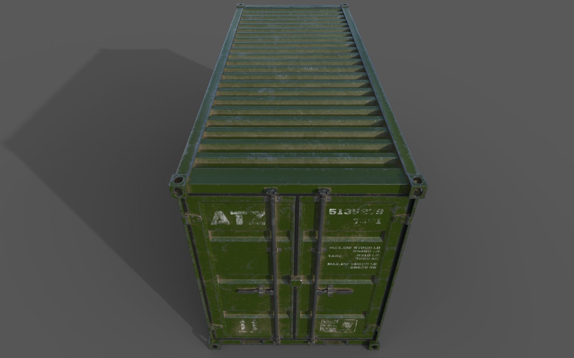 Green Shipping Container PBR Low-Poly 3D Game Ready Model Low-poly 3D model_14