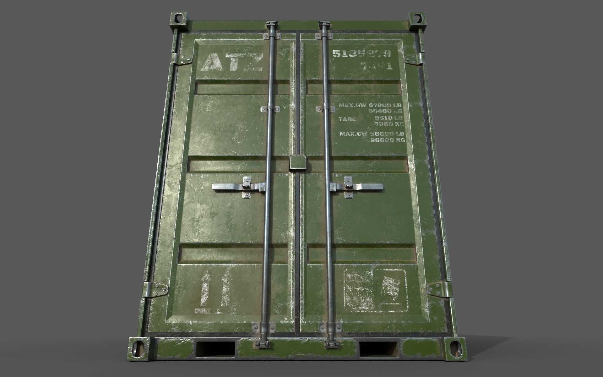 Green Shipping Container PBR Low-Poly 3D Game Ready Model Low-poly 3D model_11